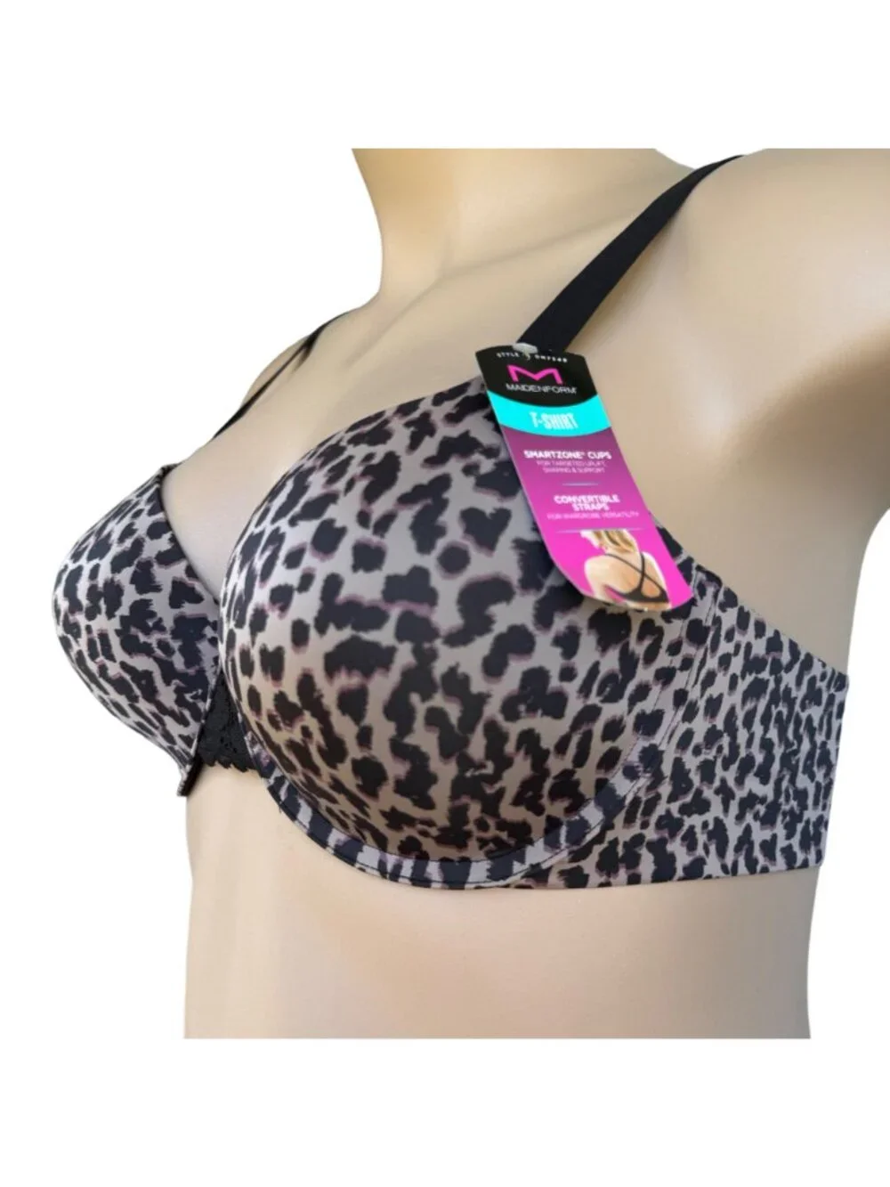 Maidenform 36C T-Shirt Bra SmartZone Cups & Convertible Straps Leopard Print - Picture 7 of 16